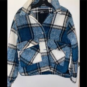 Zara blue and white shacket size XS